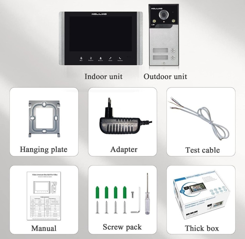 New Wired Video Intercom System, 7" Ring Video Doorbell, See Description Below