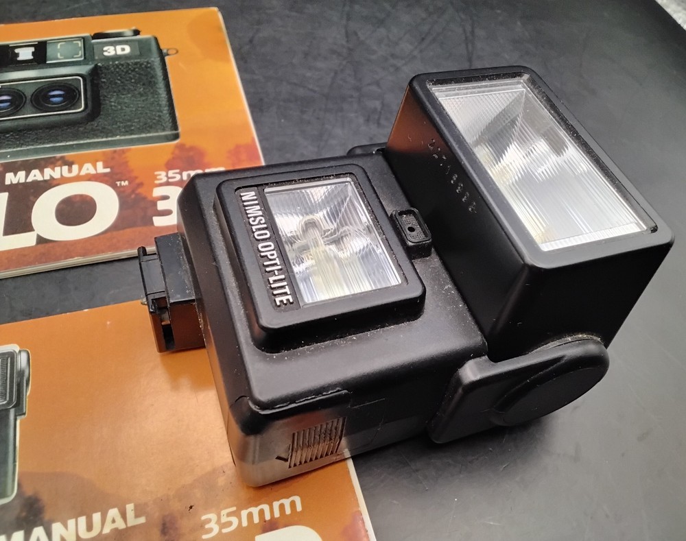 (BoxI) Nimslo 3D Camera Opti-Lite Flash with Manuals (Camera/Flash) UNTESTED