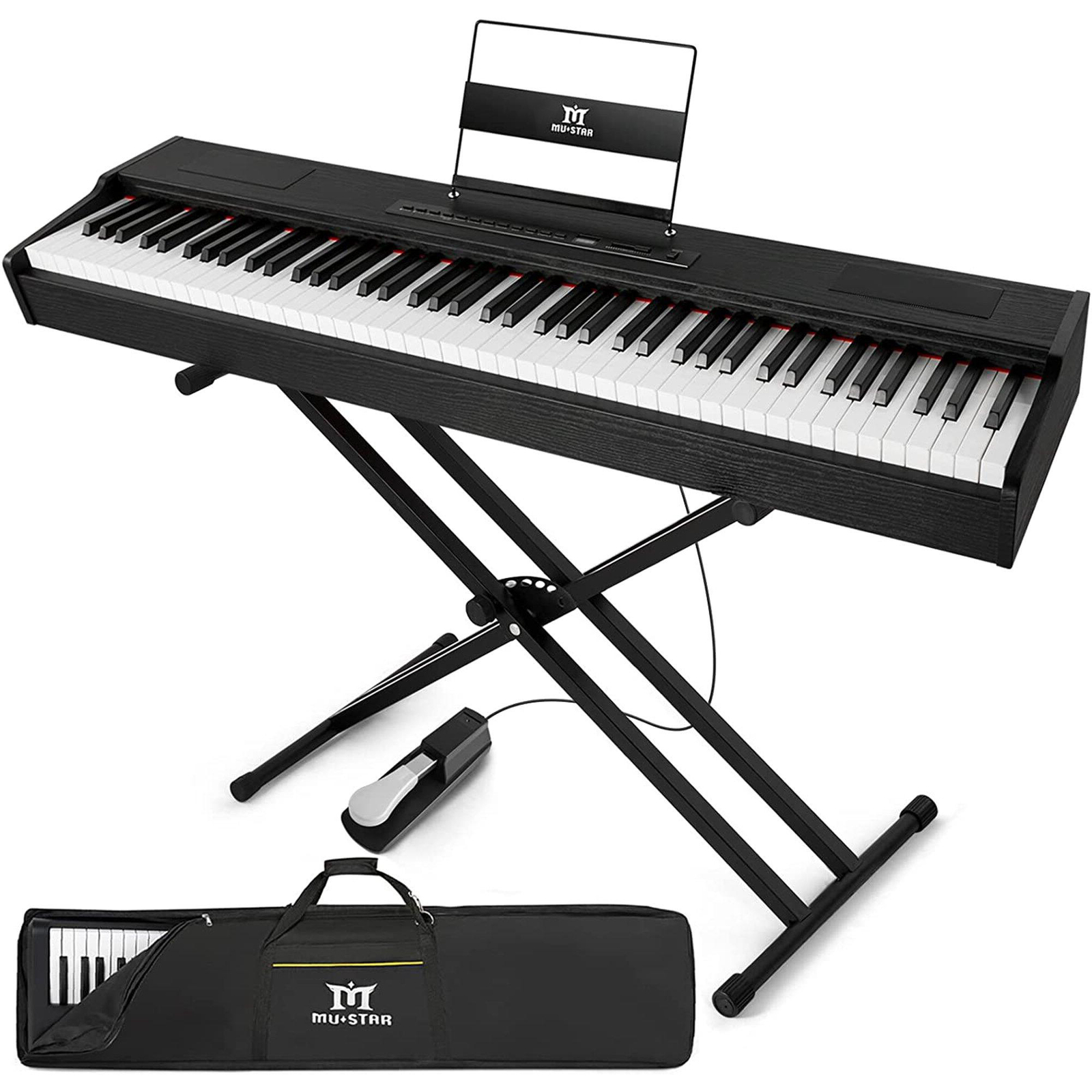 Black 88Key Full Weighted Hammer Action Digital Piano Keyboard w/Pedal,Stand,Bag