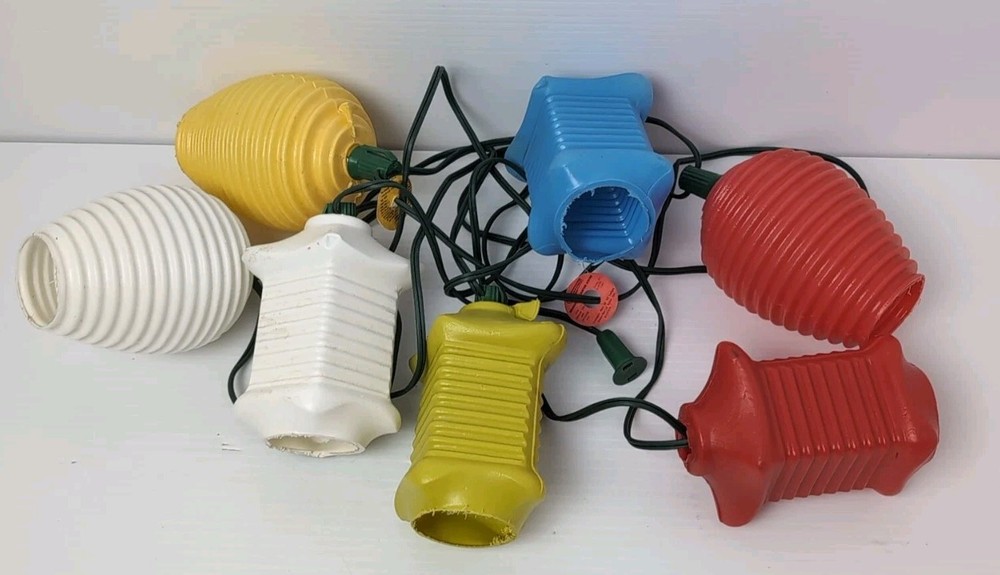 Vintage Blow Mold String Patio Lights String of 7 Lanterns