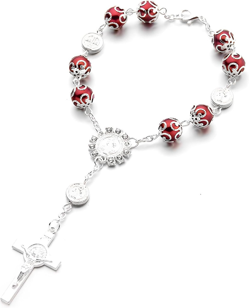 Car Rosary for Rearview Mirror, Personalized Cross Blessing Rosary Beads Hang...