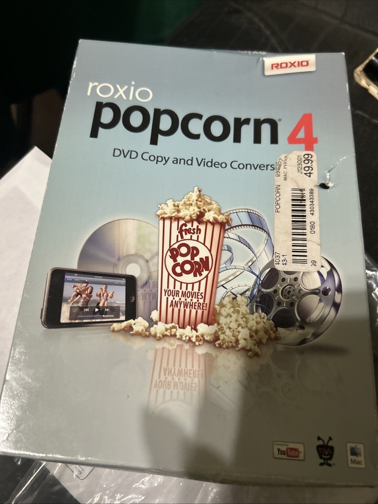 Roxio Popcorn 4 Dvd Copy / Conversion software, Mac, Sealed