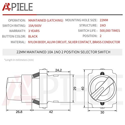 (Pack of 2) 22mm 2 Position Selector Switch Maintained 2 Position Maintained