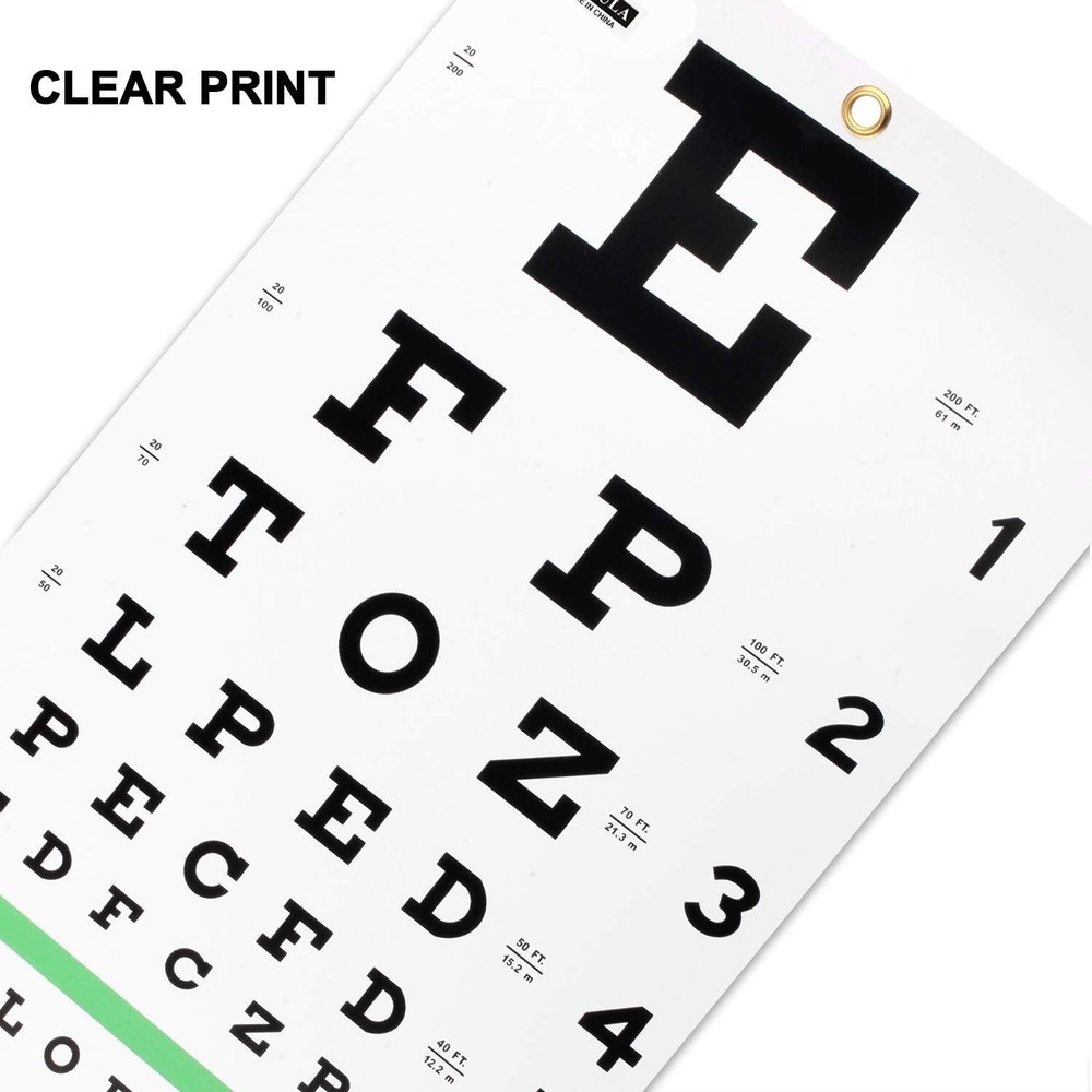 Washable Snellen Eye Chart - Essential Tool for Vision Testing & Education