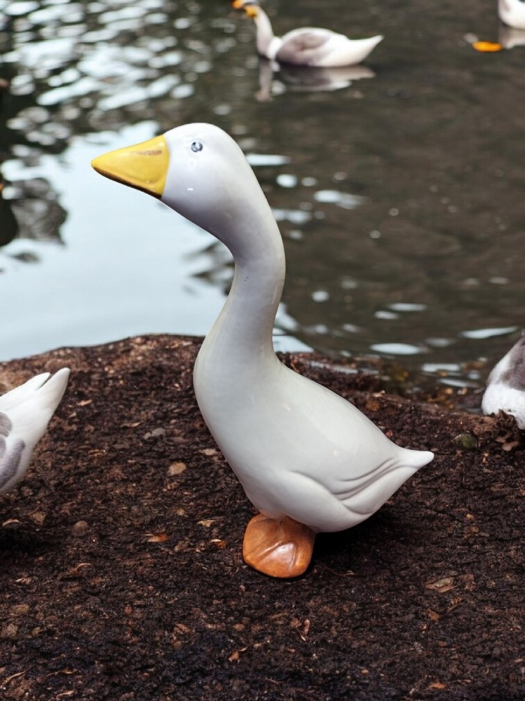 Ceramic White Goose Signed Made In Italy
