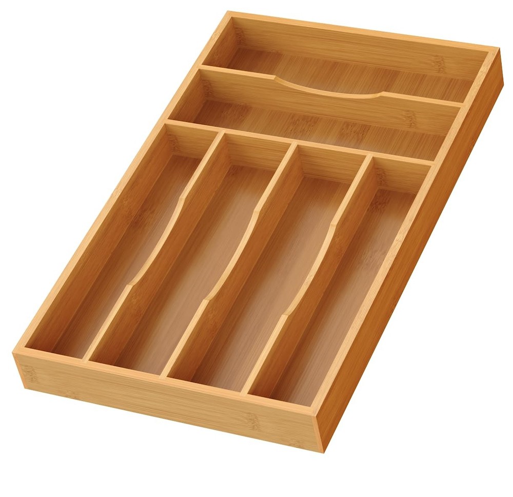 Bayting Bamboo Silverware Organizer, Kitchen Drawer Medium,