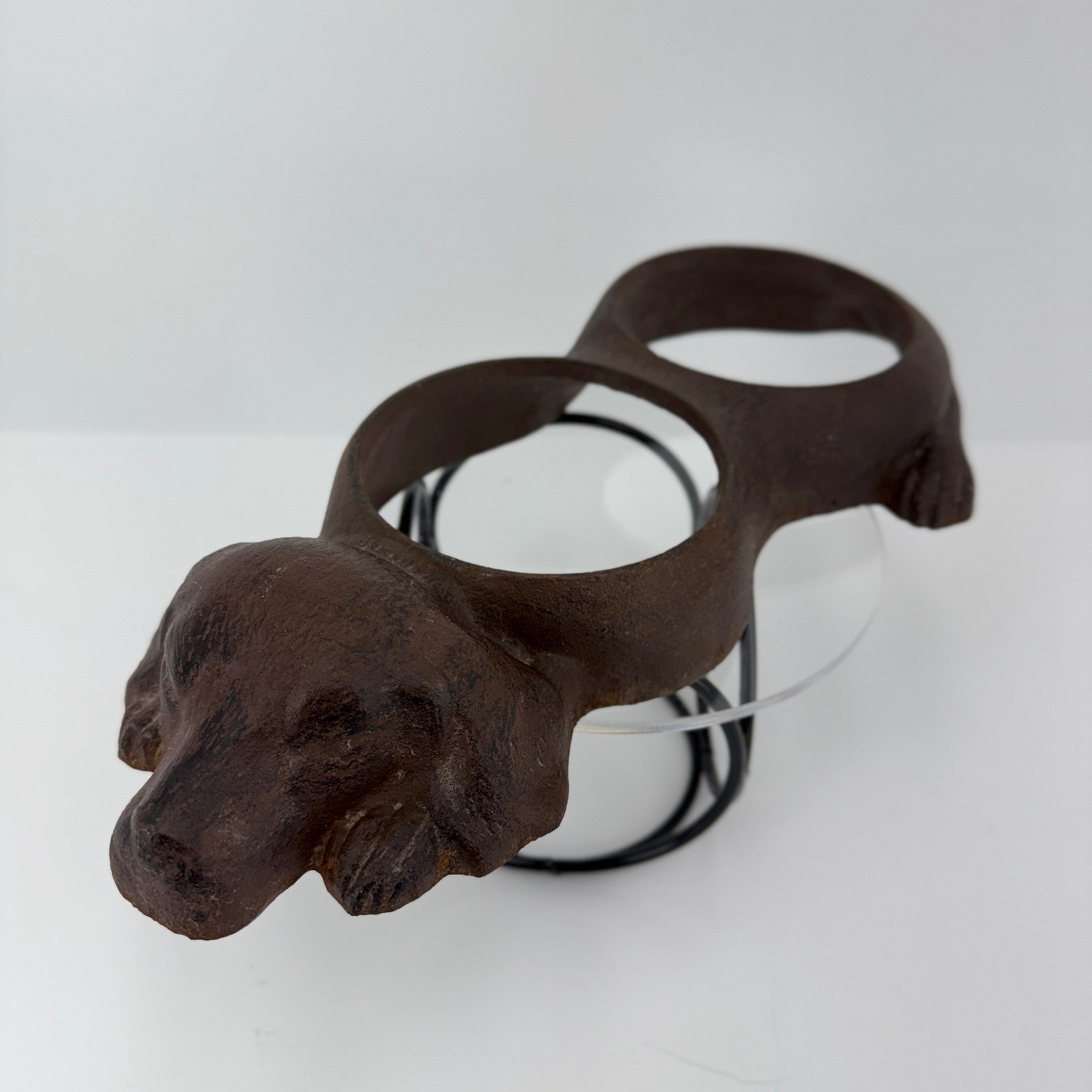 Vintage Cast Iron Dog Feeder Plant Holder Home Garden Cast Iron Sculpture Boho