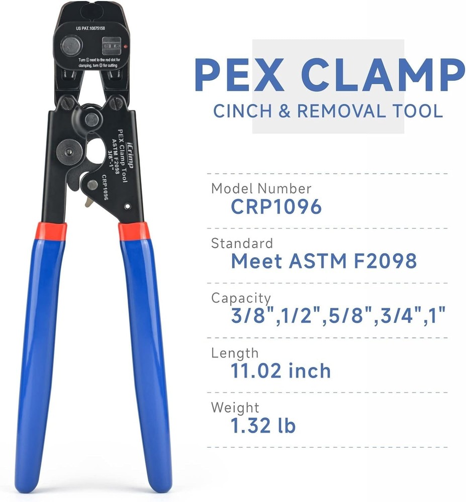 Ergonomic Ratchet PEX Cinch Tool with Clamp Kit for Efficient Plumbing Projects