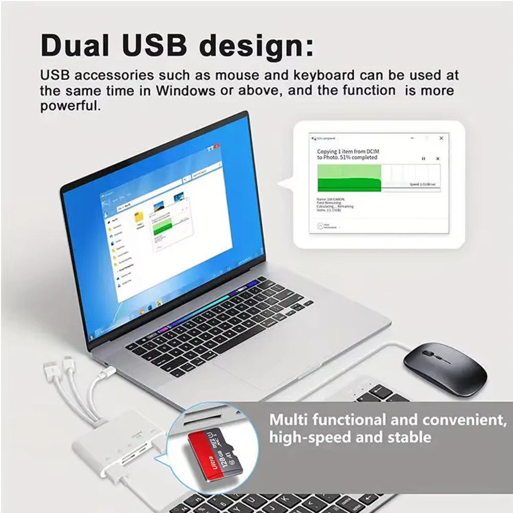 5 in 1 Memory Card Reader USB 3.0 OTG Adapter SD Card Reader For iPhone/iPad