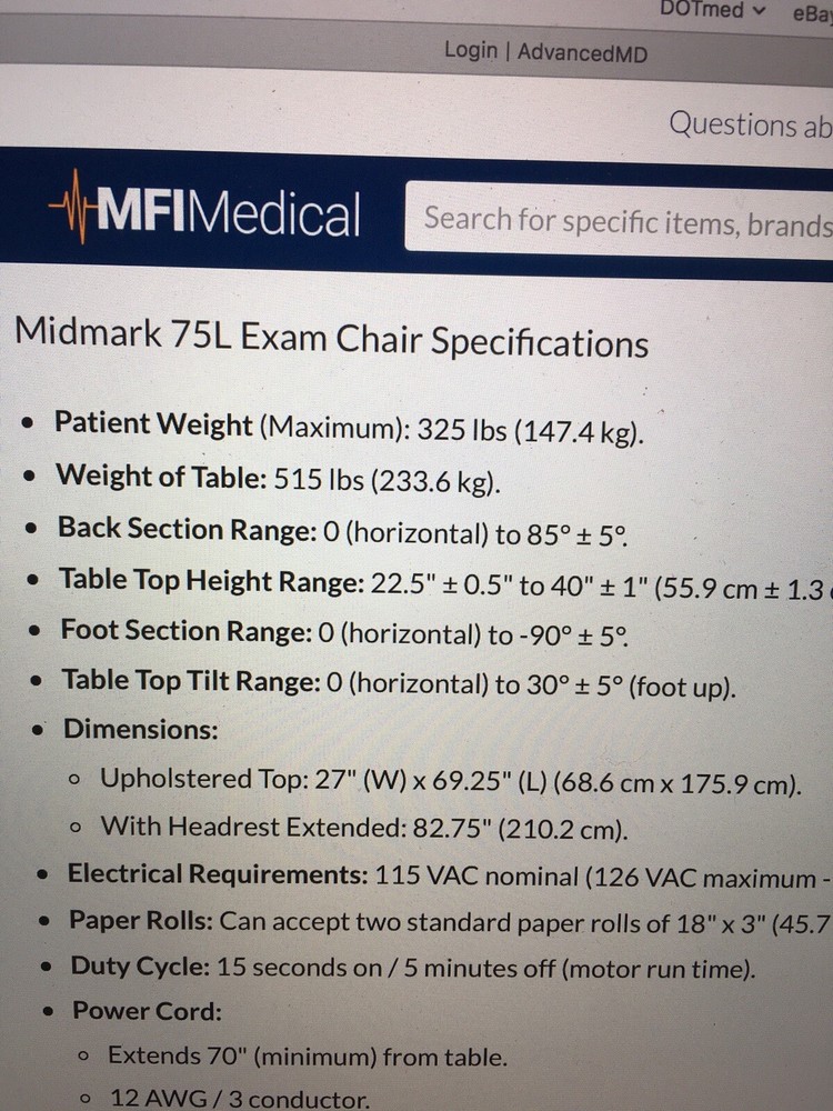 Midmark 75L Exam Chair pristine condition