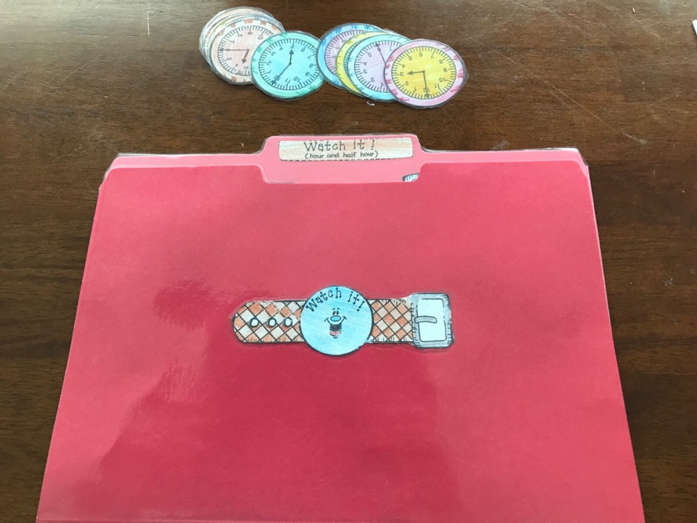 Watch It! Time 1st grade math arts file folder game teacher