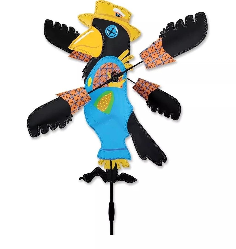 Fall Halloween Scarecrow Crow Whirligig Wind Spinner 20"