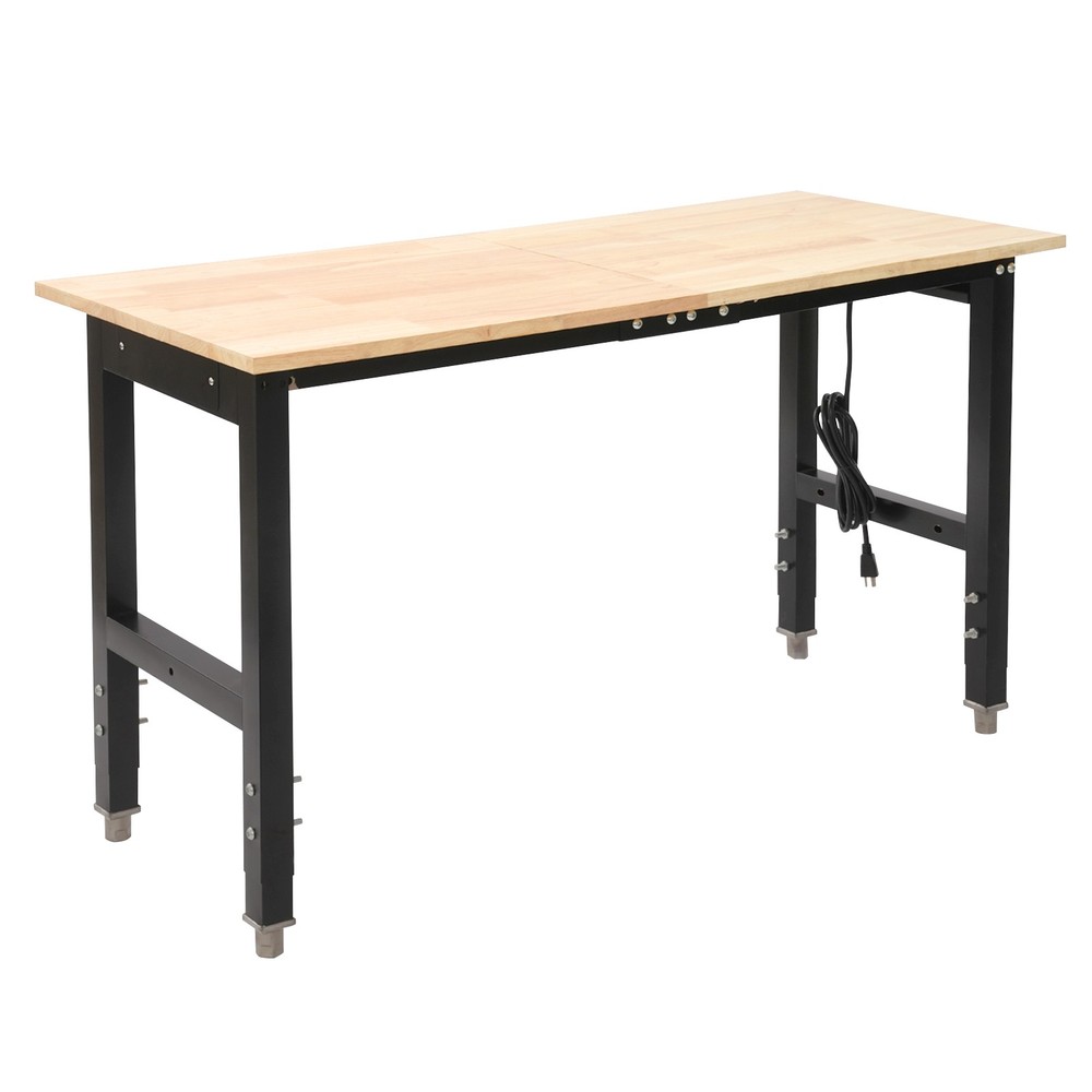 Max 2000 lbs Adjustable Height Workbench W/Power Outlets Heavy-Duty Work Table