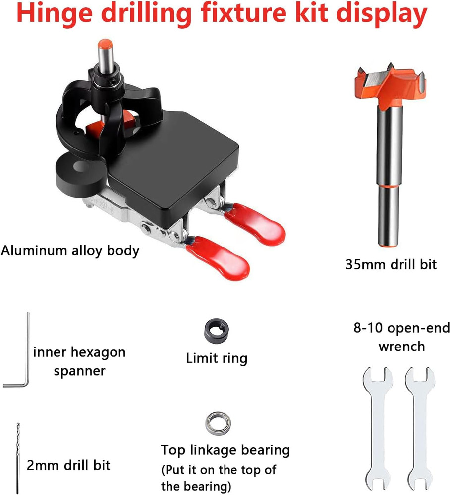 Concealed Positioning Hinge Hole Punch, 35Mm Door Hinge Jig with 2 Retaining Cli