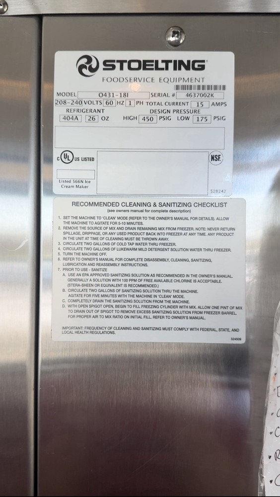 Frozen Yogurt Machine Stoelting