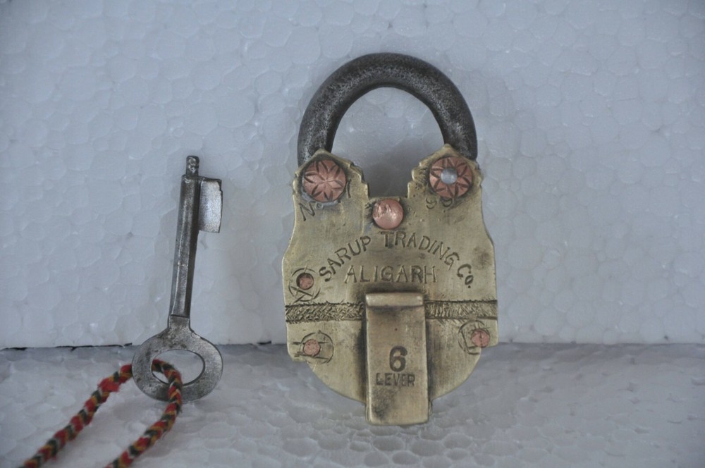 Vintage Brass Handcrafted Push Button Solid Heavy Padlock