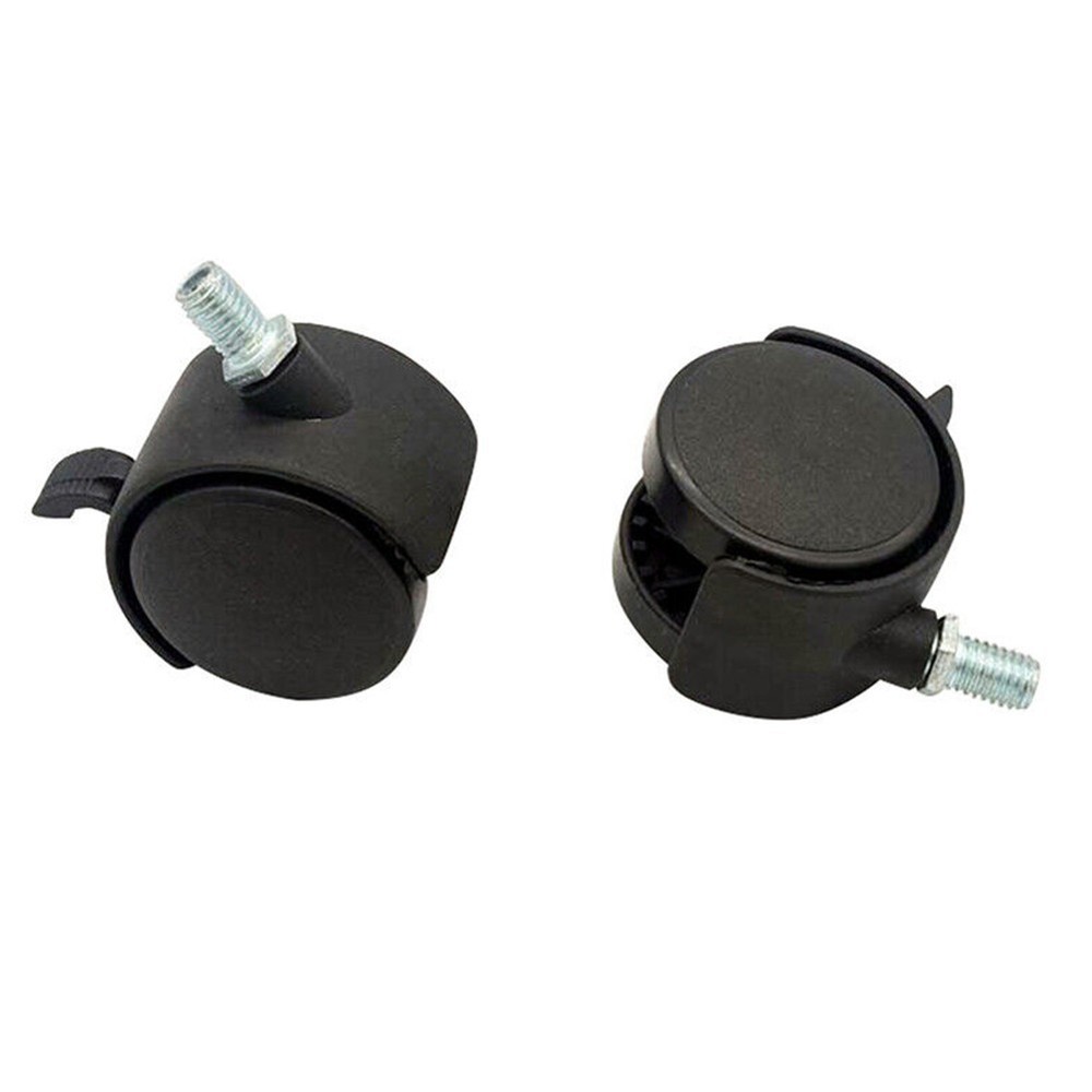 Office Chair Swivel Caster Wheels Double Plastic Rollers with Threaded Rod