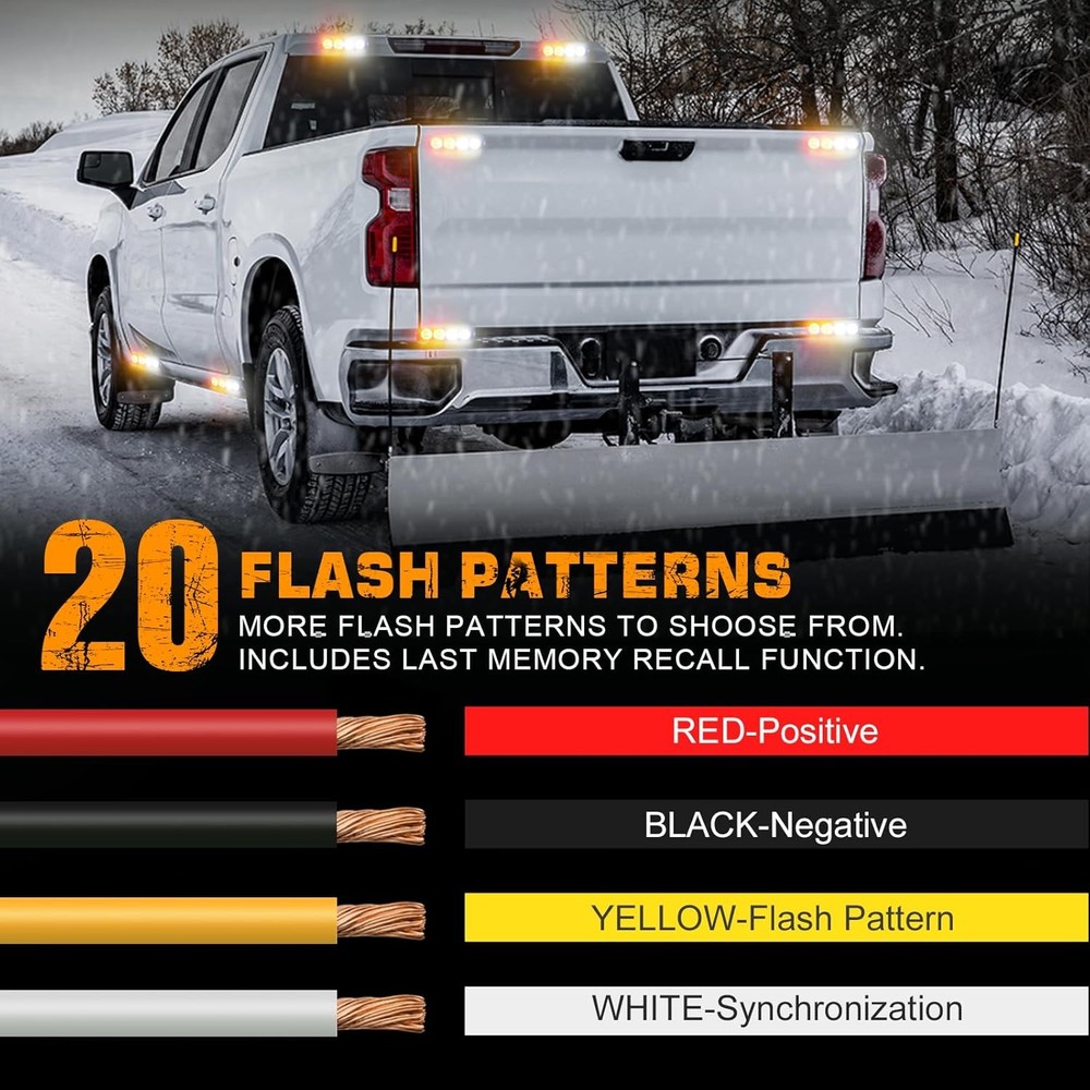 8PCS Sync LED Strobe Lights Truck Grill Emergency Flash Warning Lights