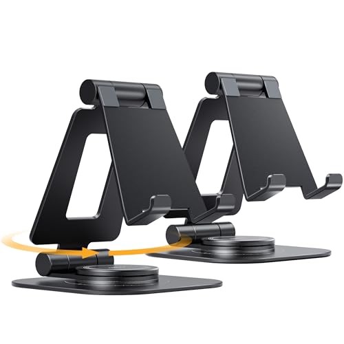 2-Pack 360 Rotating Phone Stand, Fully Adjustable Foldable Phone A-Black