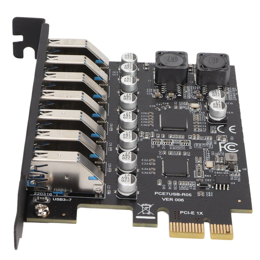 USB3.2 PCI-E Expansion Card Adapter 7 Ports Hub Adapter External Controller US