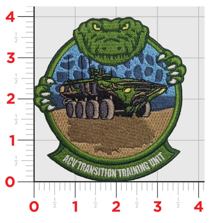 MARINE CORPS ACV TRANSITION TRAINING UNIT GATOR EMBROIDERED PATCH HOOK & LOOP