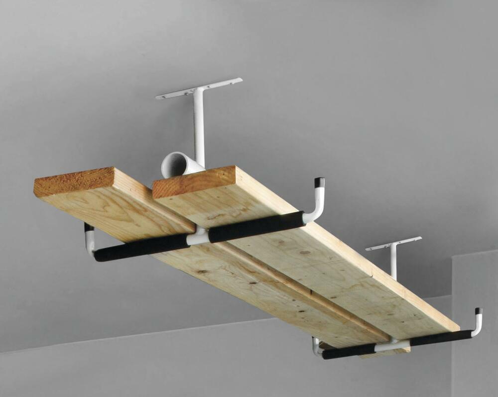 Single Overhead Garage Storage Hook Rack Ceiling Mount Hanger Mount Plate Screws