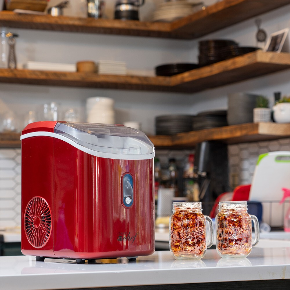 Deco Chef 33LB Per Day Countertop Ice Maker, 1-Click Auto Operation, Red