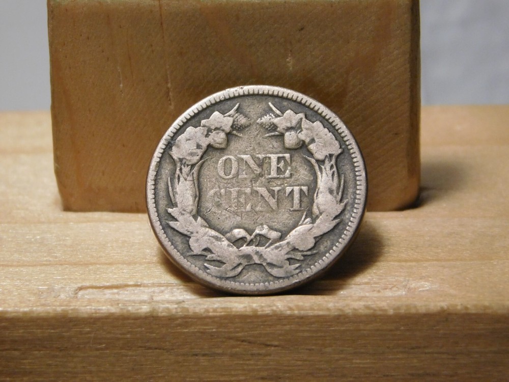 1858 Flying Eagle cent error, lamination across the center