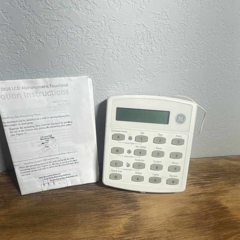 GE SuperBus 2000 2X16 LCD Alphanumeric Touchpad Keypad Wired White