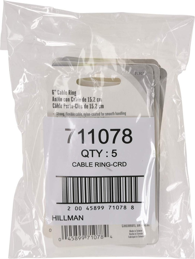 Cable Ring 6" with Lock, Steel, 1 Pack