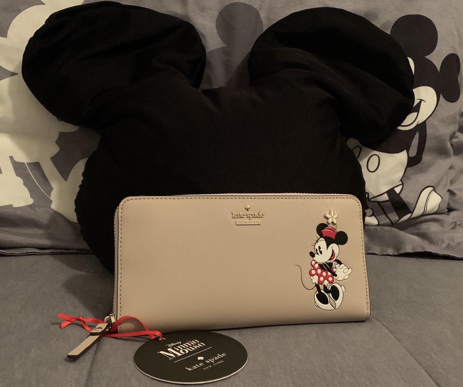 KATE SPADE DISNEY MINNIE MOUSE LACEY ZIP AROUND SAFFIANO LEATHER WALLET NWT $229
