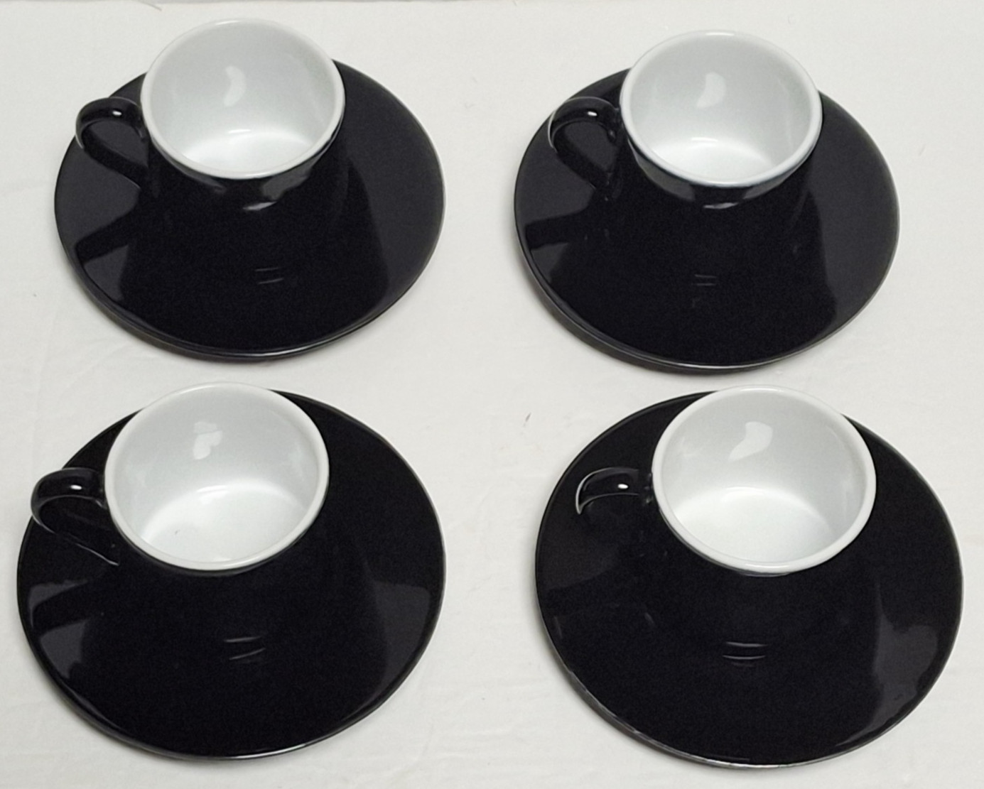 Signature black and white espresso cups and saucers set of 4