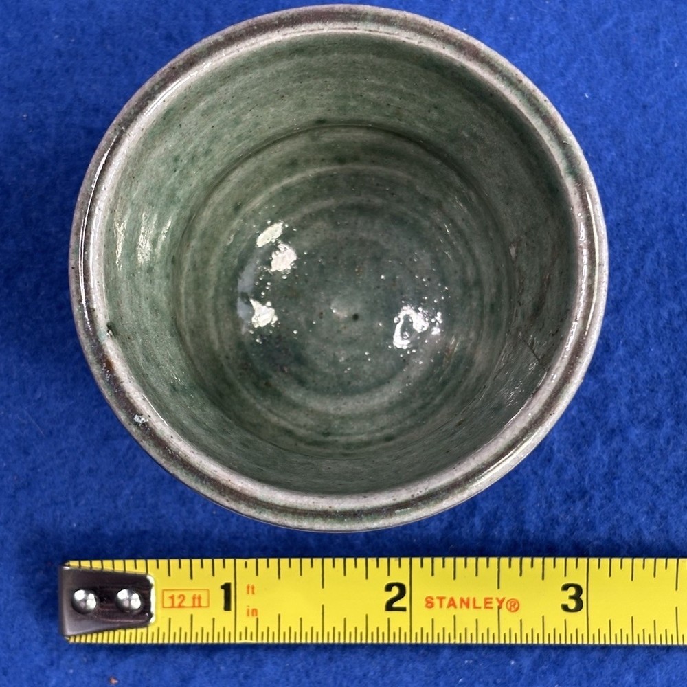 Vtg Studio Pottery Hand Made Mini Pot Initial Signed Irregular Brutalist MCM