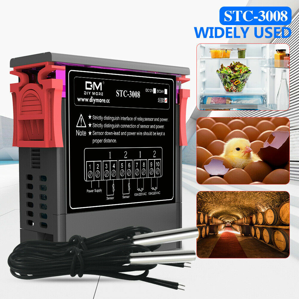 STC 3008/3028 Intelligent Digital Display Temperature Humidity Controller AC DC
