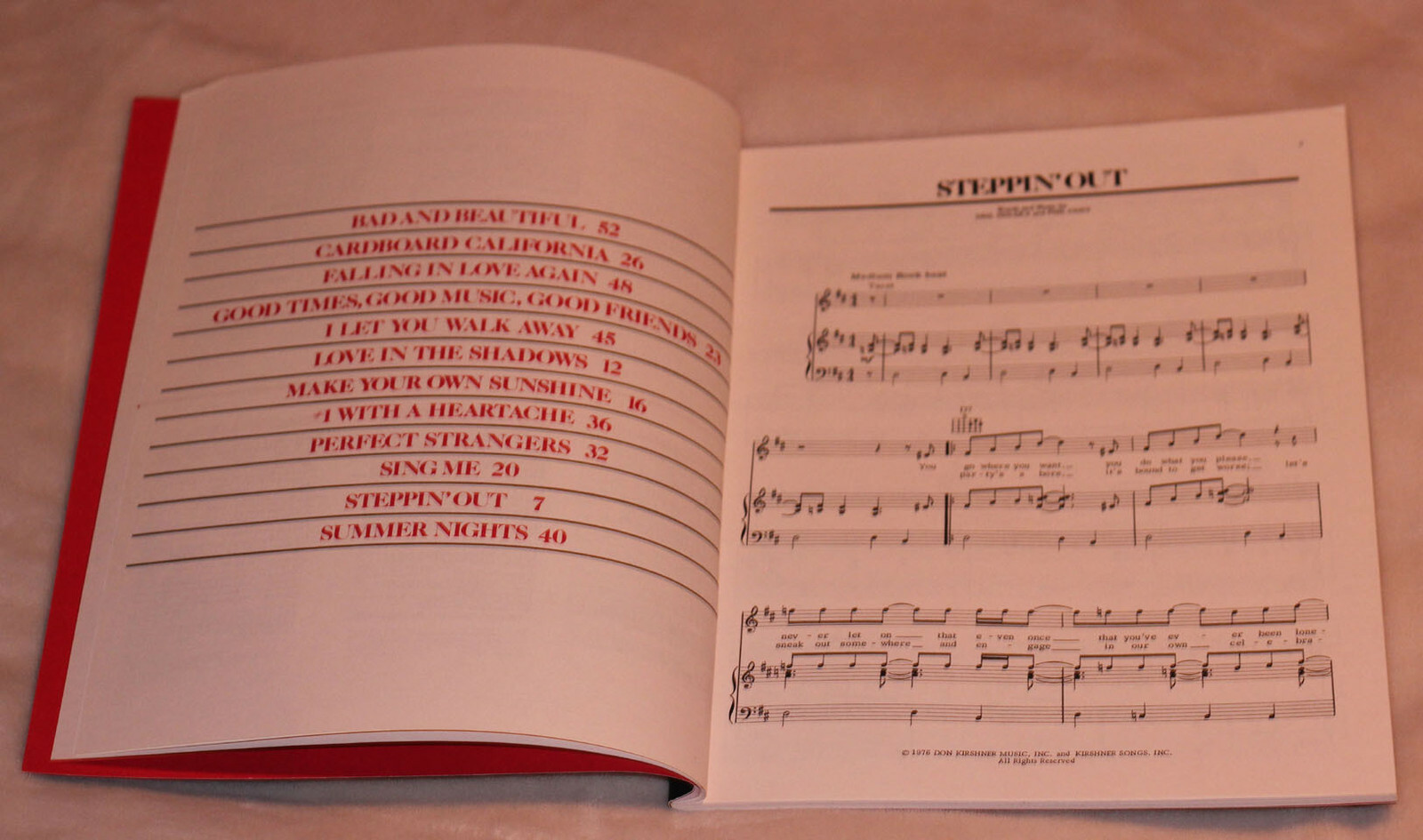 Neil Sedaka - Steppin' Out - 1976 sheet music song book songbook piano guitar