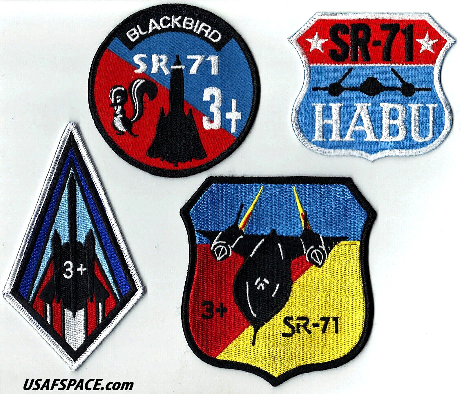 4 ORIGINAL -SR -71- BLACKBIRD 3+ HABU - USAF NRO DOD -100% Embroidered- PATCHES
