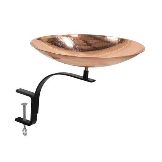 Polished Copper Birdbath- Rail Mount Bracket