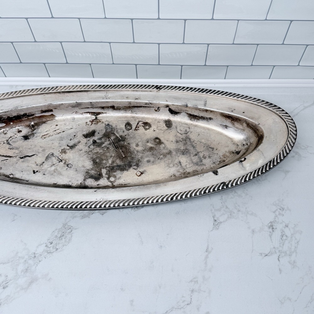 VINTAGE REED & BARTON SOLDERED SILVER SERVING PLATTER PLATE 3000 24 In