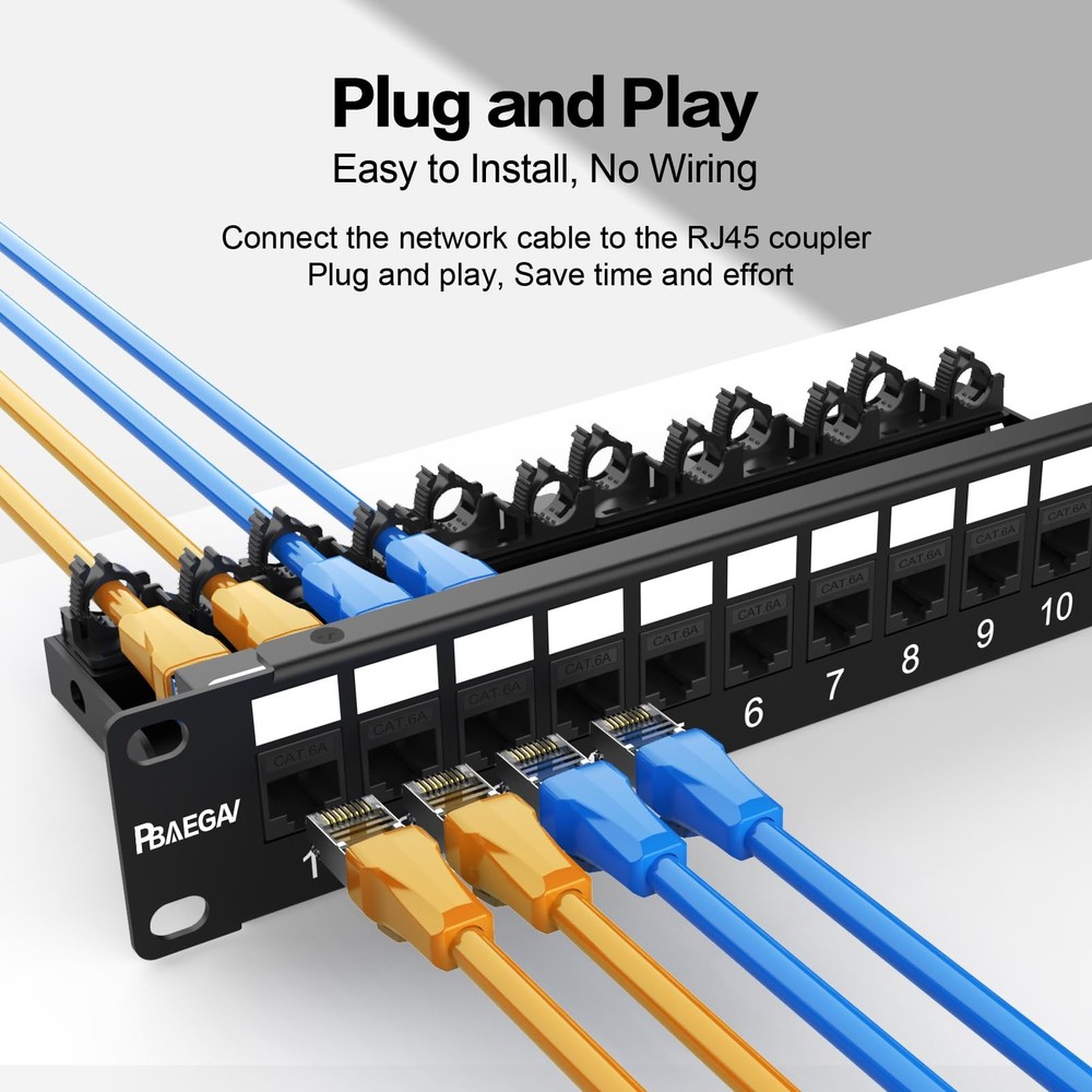 Patch Panel 12 Port【EC Listed】 10Gbps Cat6A Ethernet Network Patch Panel with...