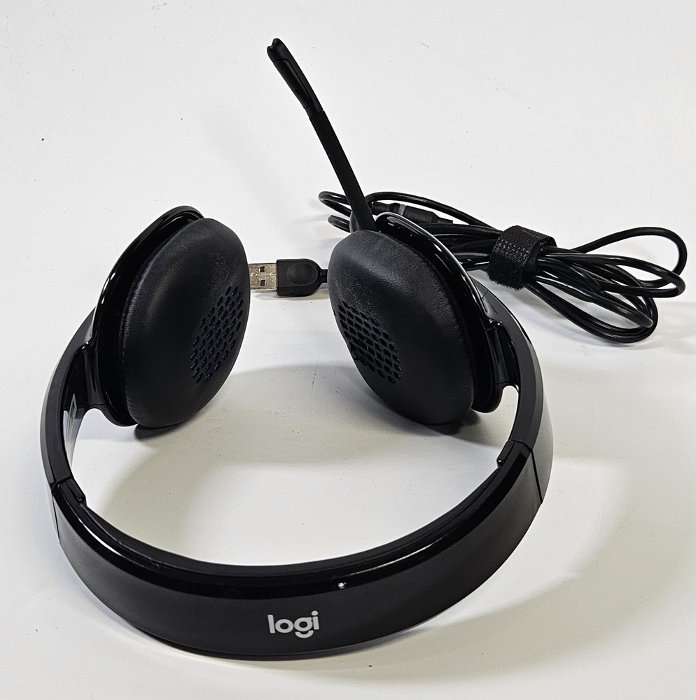 Logitech H540 USB Computer Headset – Black Headband Mic - TESTED WORKING