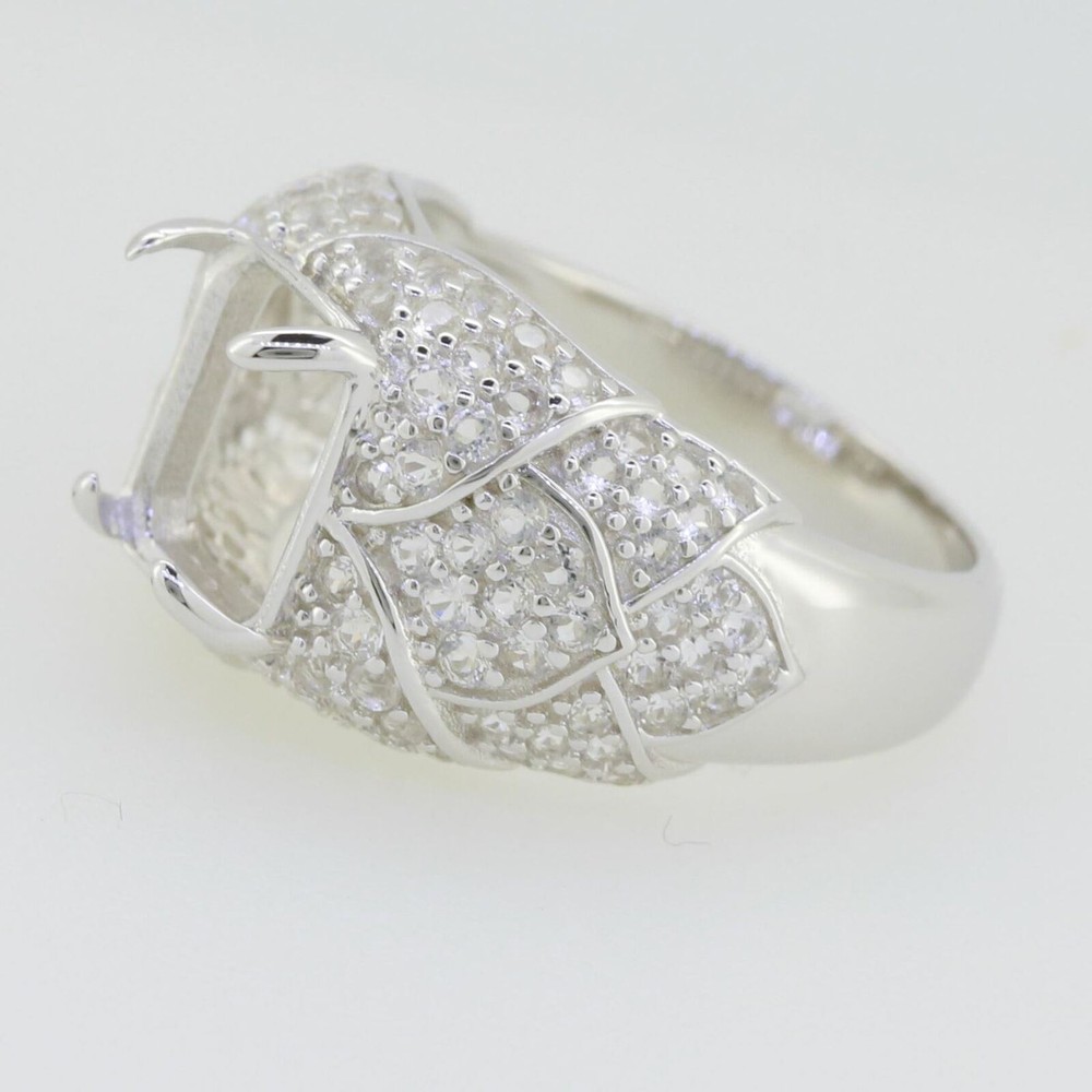 Sterling Silver Semi Mount Ring Setting Emerald OCT 10x8mm