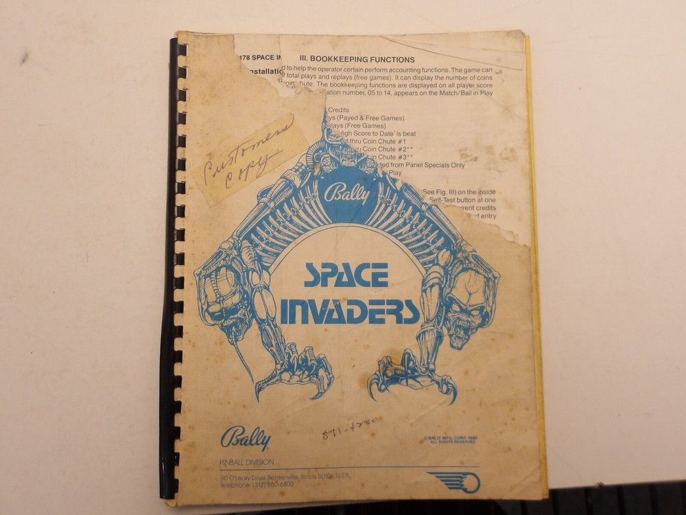 Bally: Space Invaders- Operations Manual - Rough