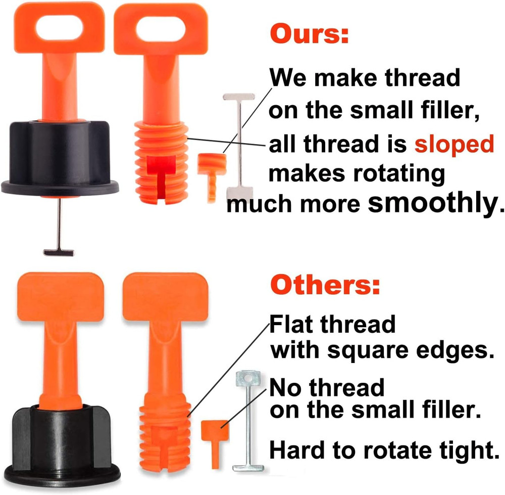 Tile Leveling System Kit with 100Pcs Tile Leveler & 2 Special Wrenches & 500Pcs