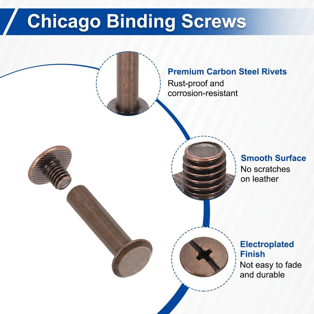 25set Phillips Chicago Screw M5x22mm Binding Post Screw, Red Copper