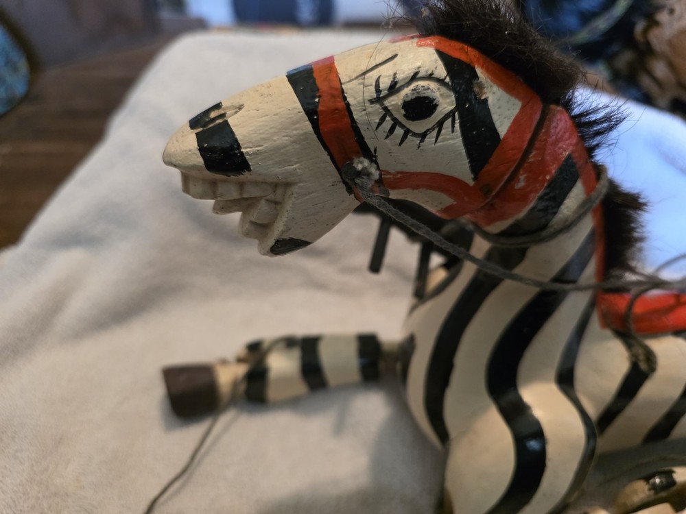 Marionette String Puppet Folk Art Zebra
