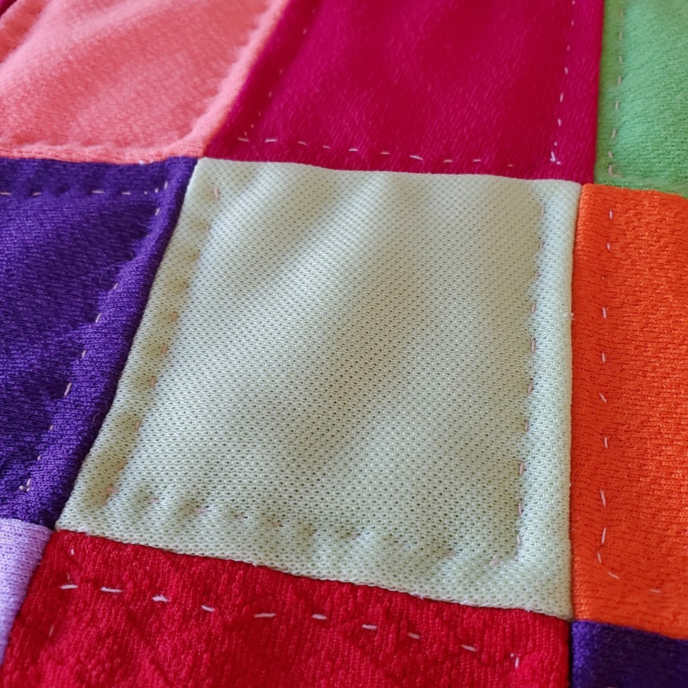 Vintage Handmade Quilt Square Patchwork Pattern 94x86" Queen