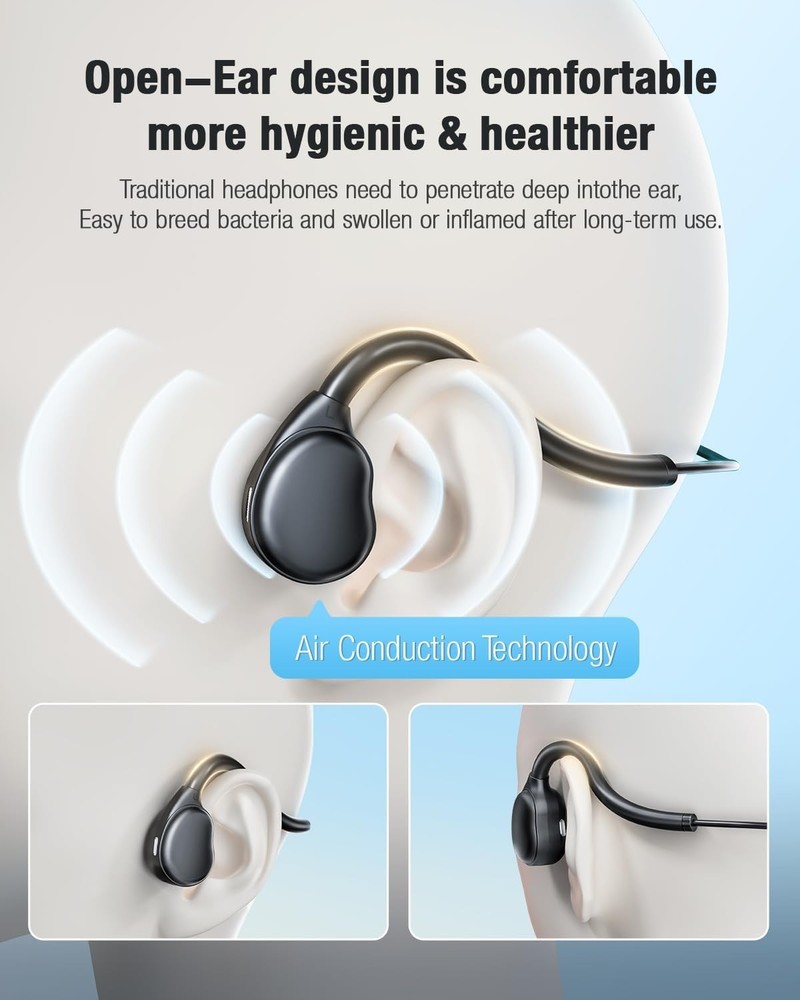 USB Headset with Mic - Open Ear Design, Stereo Sound