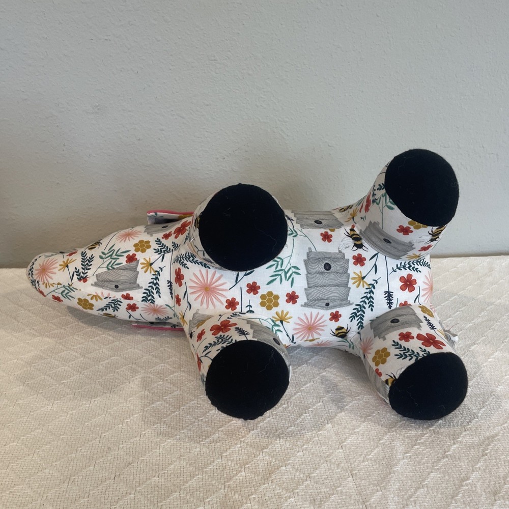 Handmade Bumblebee Print Springtime Elephant! Stuffed Cotton