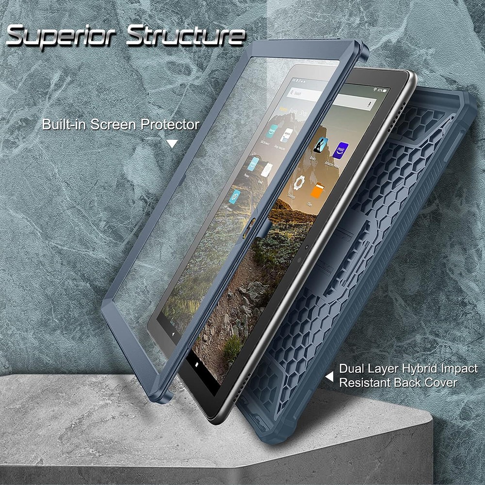 Case for Amazon Fire HD 10 Plus 11th 2021 Kickstand Cover + Screen Protector