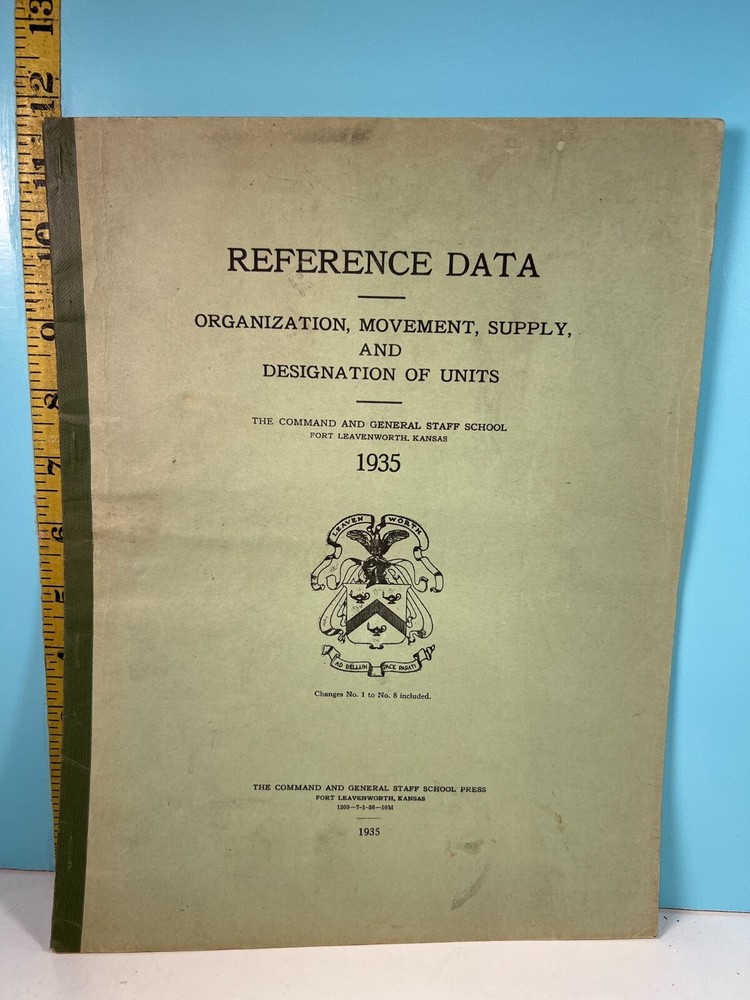 1935 Ref. Data Organization Movement, Supply & Desig. Units US Army🔥